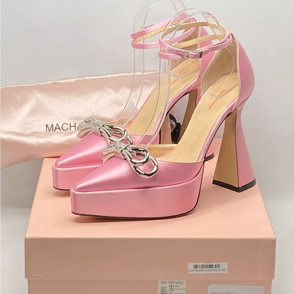 Mach & Mach Double Bow Satin Platform Pumps size 38 - Picture 9 of 11
